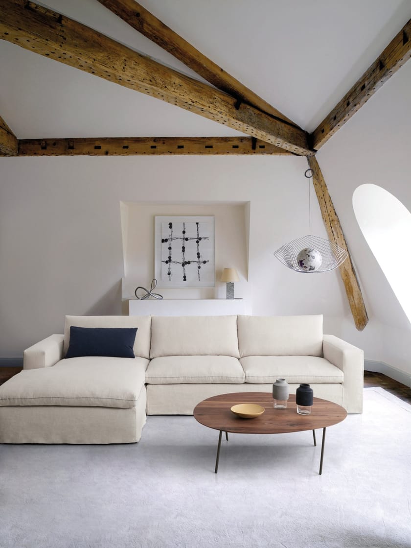 Corner fabric sofa with chaise longue HERMES Corner sofa By Papadatos