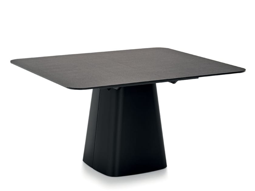 HEY GIO! Square table Extending coated sheet metal table with glass