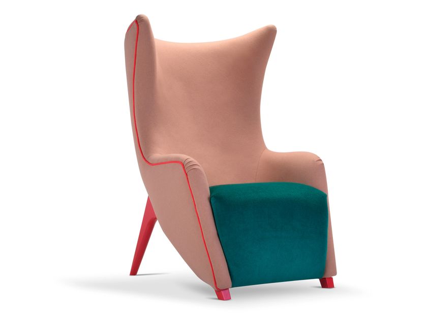 Poltrona Patchwork Con Memory Foam - Schienale Alto, Gambe In Legno 76x68x98cm | Tessuto Sfoderabile - Foto 9