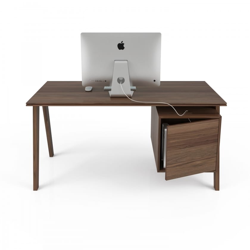 HOWARD Rectangular walnut writing desk with drawers By Huppé design