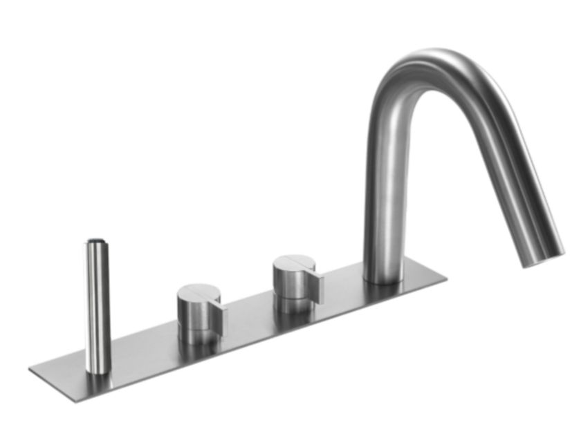 Deck mounted stainless steel bathtub tap with hand shower INSERT 209 ...