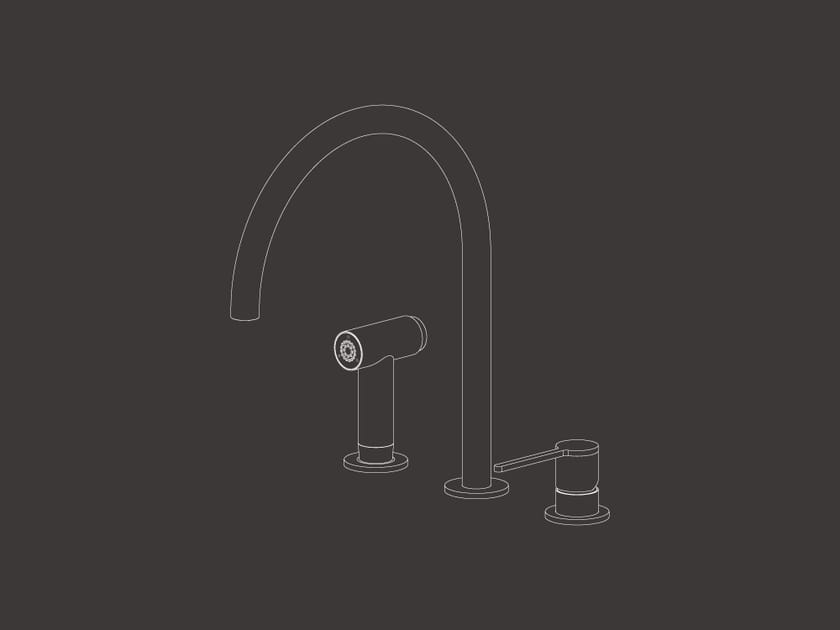 3 hole stainless steel kitchen mixer tap with pull out spray INNOVO 83