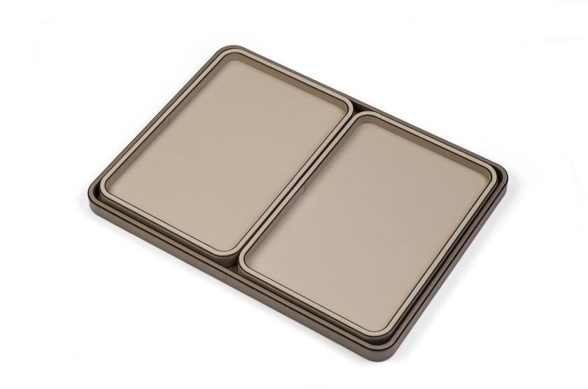 Set 3 Vassoi Rettangolari In Acrilico Rosa, Grigio E Blu Per Snack E Bevande