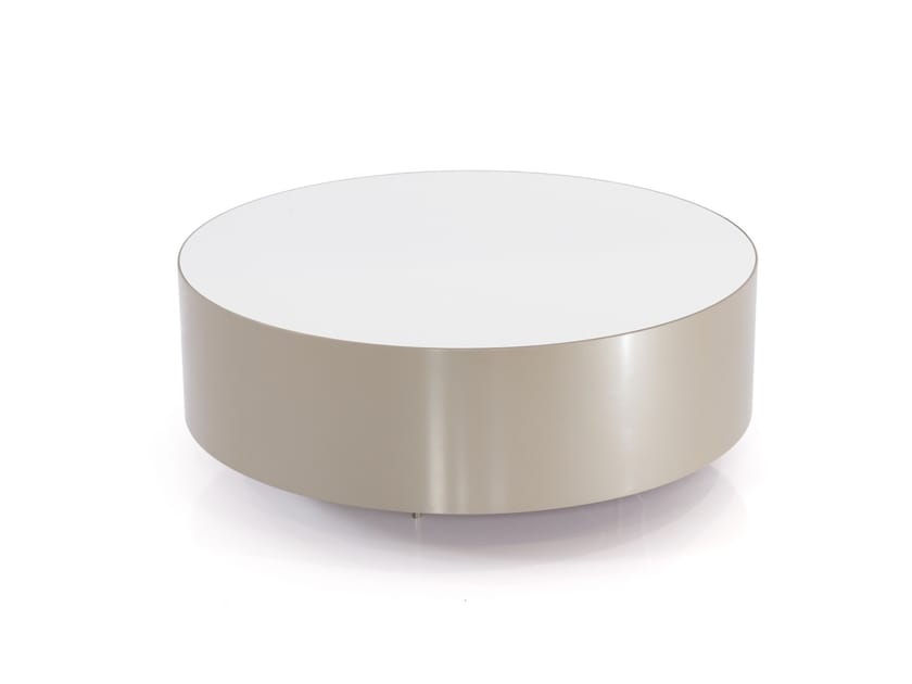 HOLE Low round coffee table with laminate top By ORO NERO Collection