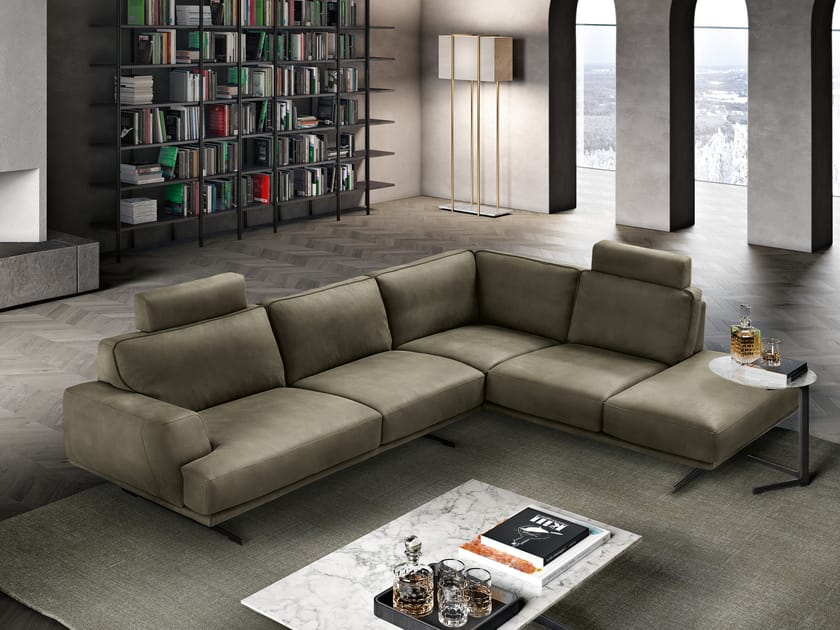 Corner sectional leather sofa MASSETO By Max Divani