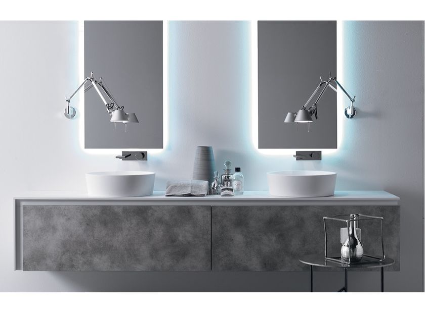 Mobile lavabo doppio sospeso in HPL con cassetti LINK 5 Collezione Link ...