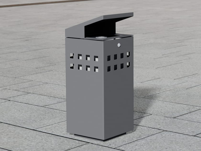Outdoor stainless steel litter bin with lid LITTER BIN 1310 Litter