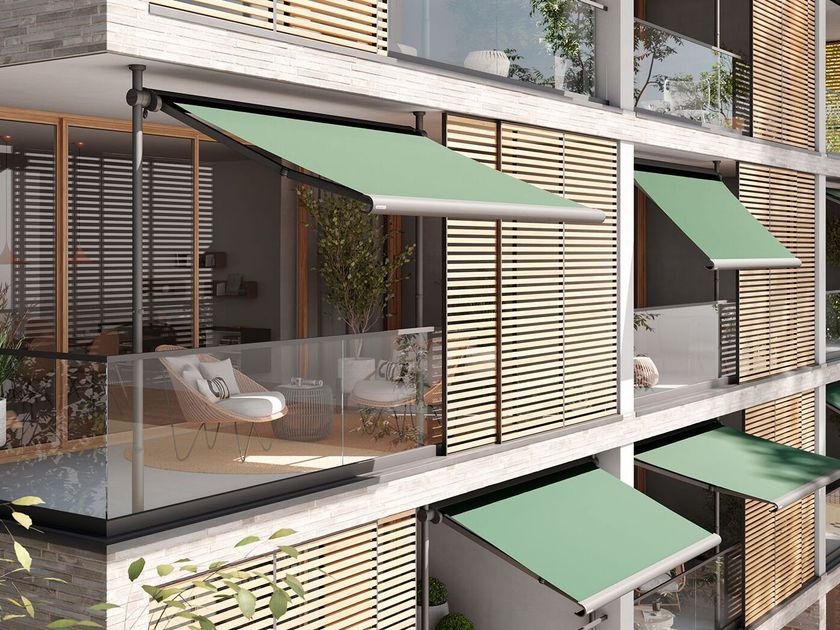 D&L Tenda Da Sole Retrattile Per Balcone Con Manovella | Larghezza 350 Cm, Altezza Regolabile 230-300 Cm | Montaggio A Morsetto, Senza Foratura