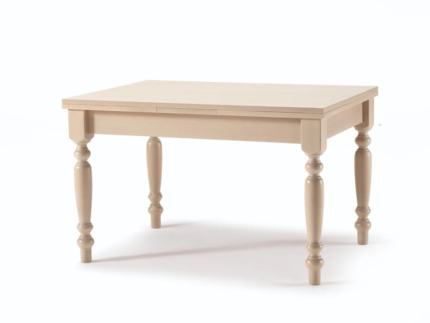 Extending rectangular wood veneer kitchen table MAROCCO By Febal Casa