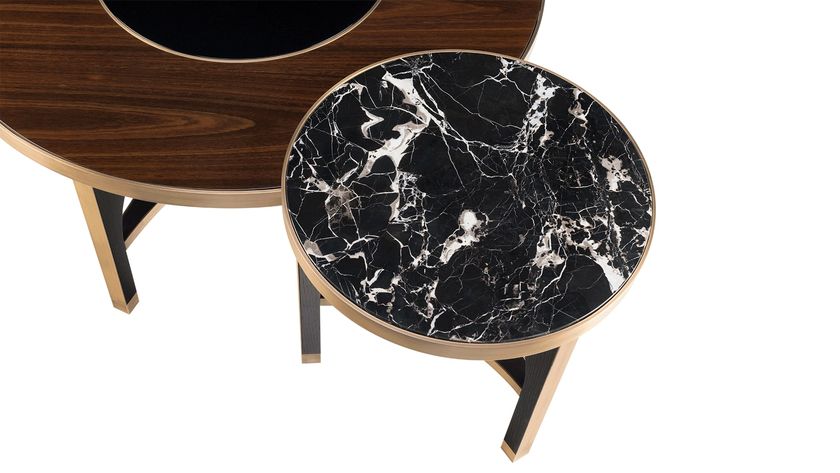 Low round wooden coffee table MEMPHIS By FRATO