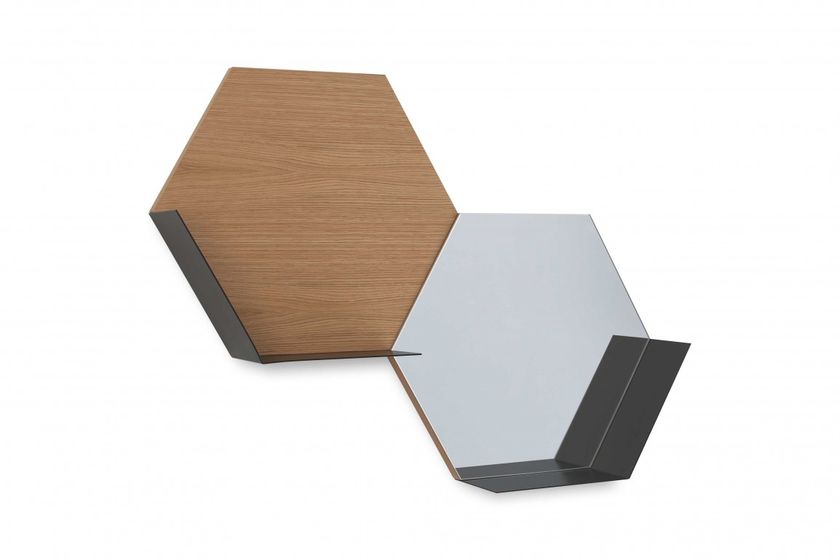 Specchio Da Parete Con Mensola E Ganci, 50x50 Cm, Cornice In Legno Nero, Decorativo Per Bagno, Camera, Ingresso - 6