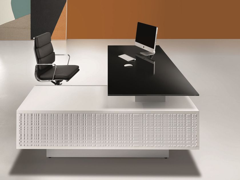 Lacquered executive desk with shelves MODI | Lacquered office desk Modi ...