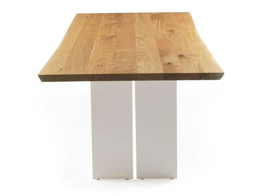NATURA NATURAL SIDES Rectangular table with solid wood top and iron ...