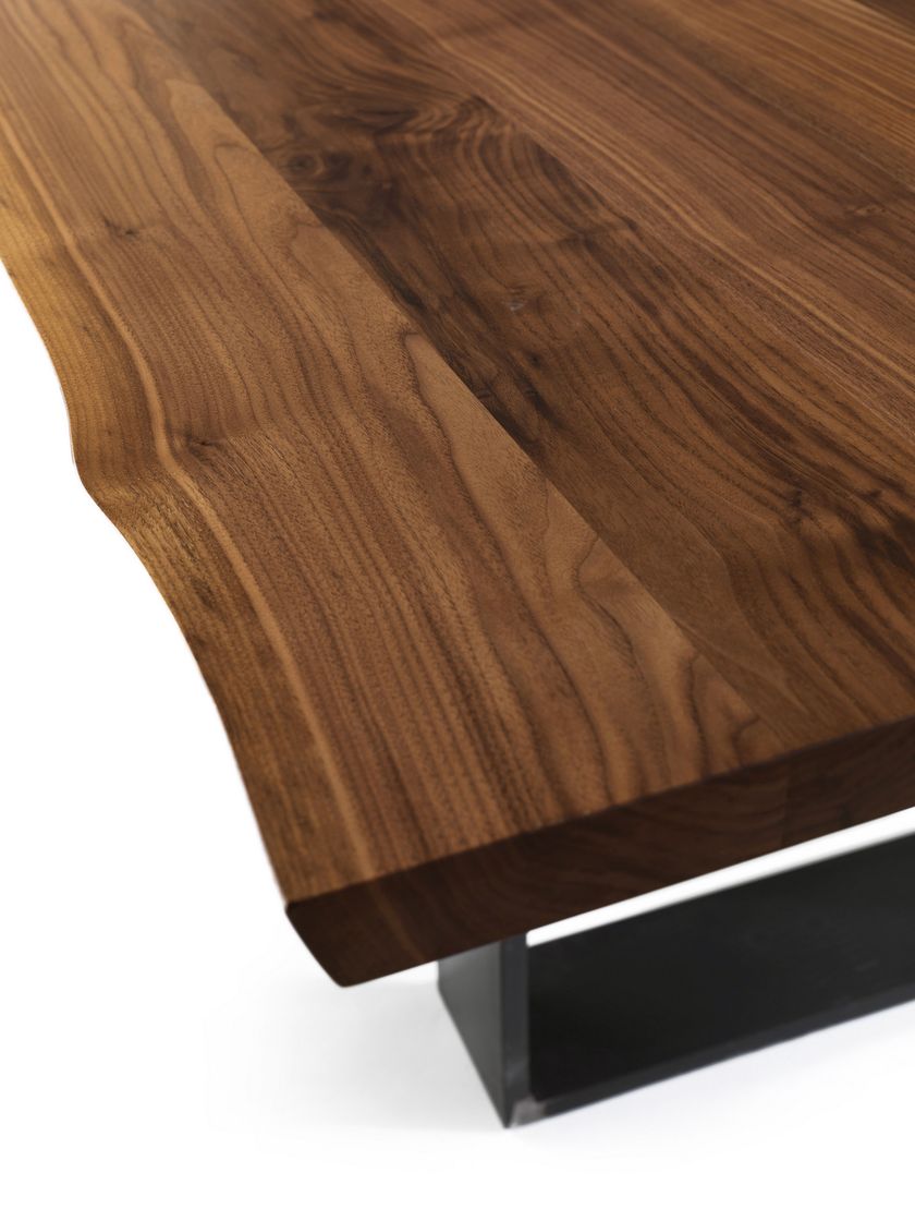 NEWTON NATURAL SIDES Rectangular table with solid wood top and iron ...