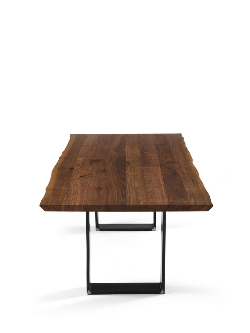 NEWTON NATURAL SIDES Rectangular table with solid wood top and iron ...