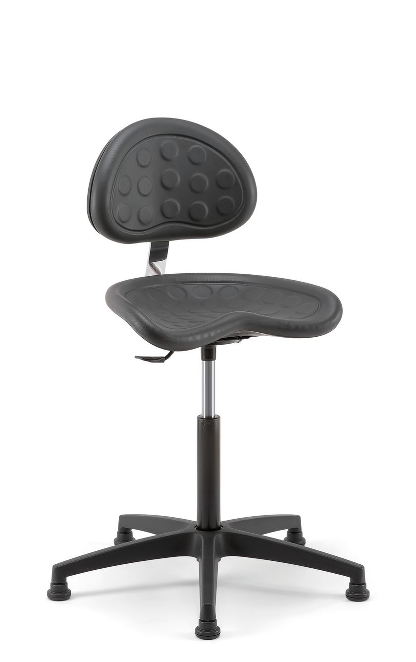 Sgabello Da Ufficio Girevole Con Schienale | Altezza Regolabile 47-61,5 Cm | Carico 150 Kg | Ruote Silenziose