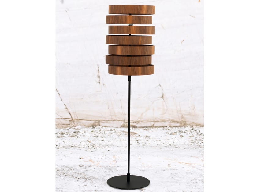Indirect light wood veneer floor lamp OREOL By RINOCCA
