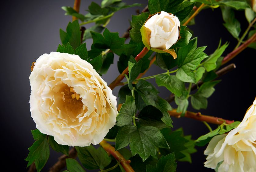 Peonia artificiale angelica bianco in tessuto di qualità