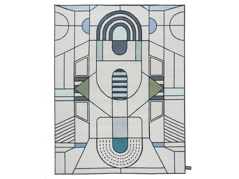 Tapete geométrico feito à mão PITAGORA OUTLINE by cc-tapis