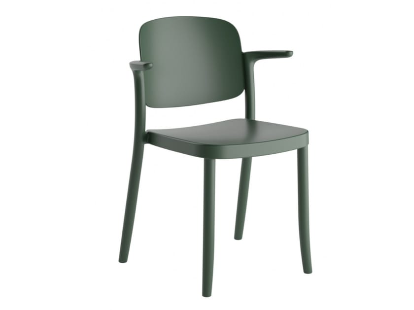 PLAZA Chair with armrests Stackable plastic chair with armrests By Jes