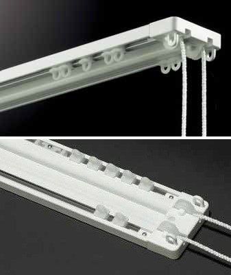 Binario Tende Arricciate A 2 Canali - In Alluminio, Installazione A Soffitto - Foto 5