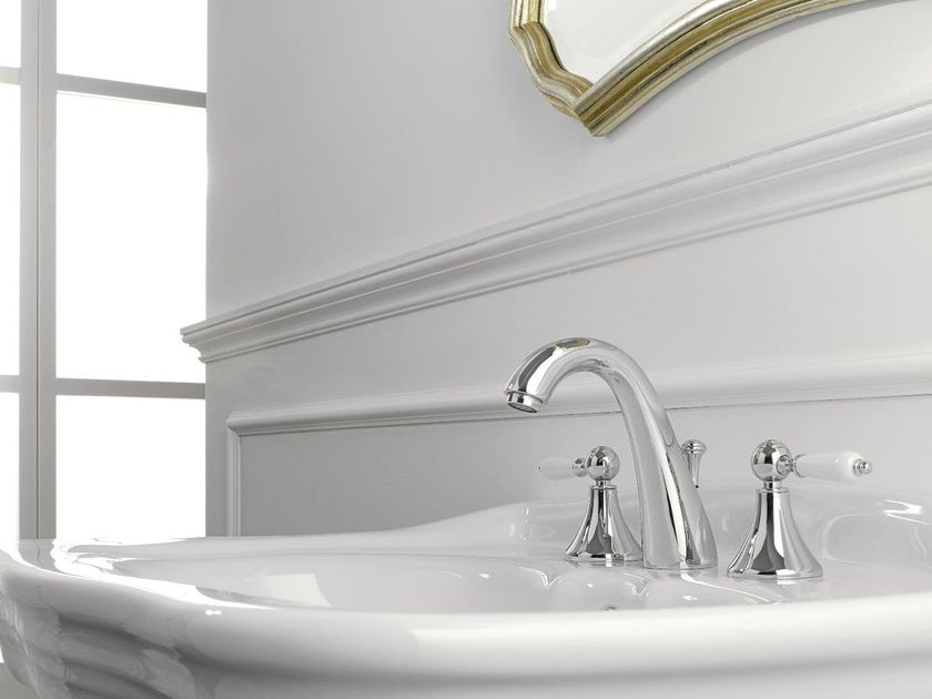 CISAL - X32 MISCELATORE LAVABO 3 FORI, SENZA SCARICO AUTOMATICO CON Maniglie In Marmo