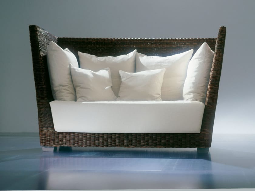 2 seater highback sofa in handwoven black pulut BLACK 02 By Gervasoni