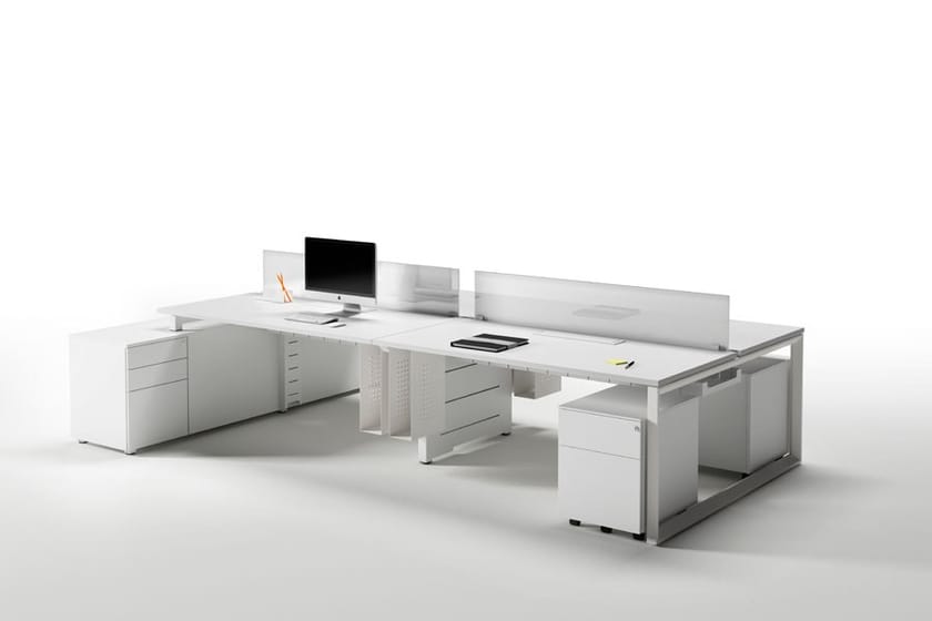 Sectional office desk with shelves SPINE By ACTIU