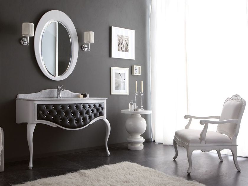 View of Tufted console sink with drawers GLAM 04 By LEGNOBAGNO