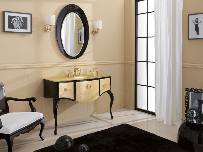 Tufted console sink with drawers GLAM 02 By LEGNOBAGNO