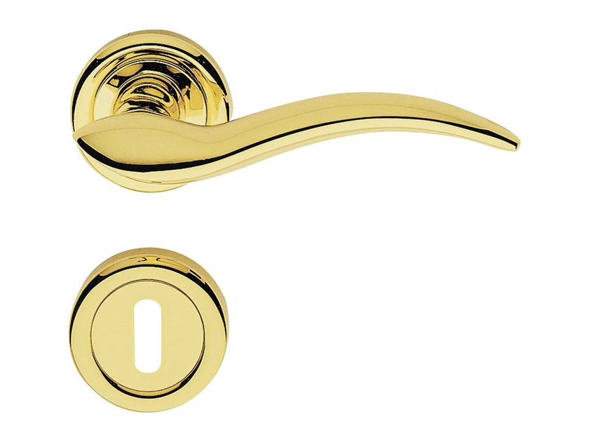 LIBERA Classic style brass door handle on rose with lock By LINEA CALI'