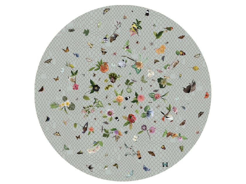 Round rug with floral pattern GARDEN OF EDEN LIGHT GREY By moooi design