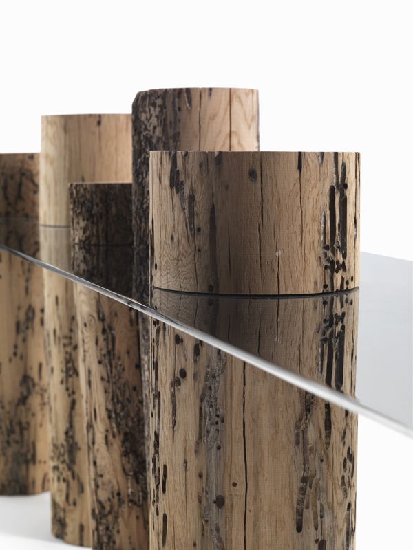 Briccola wood console table VENICE By Riva 1920 design Claudio Bellini