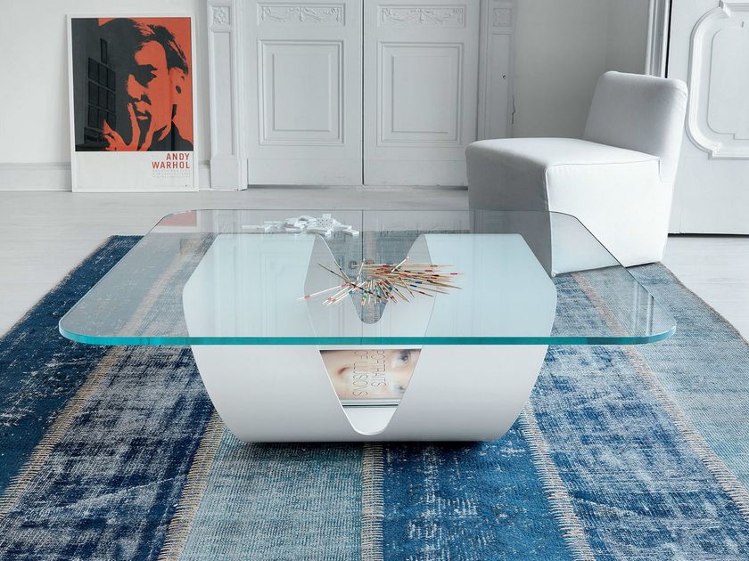 Glass coffee table RING By Sovet italia design Gianluigi Landoni
