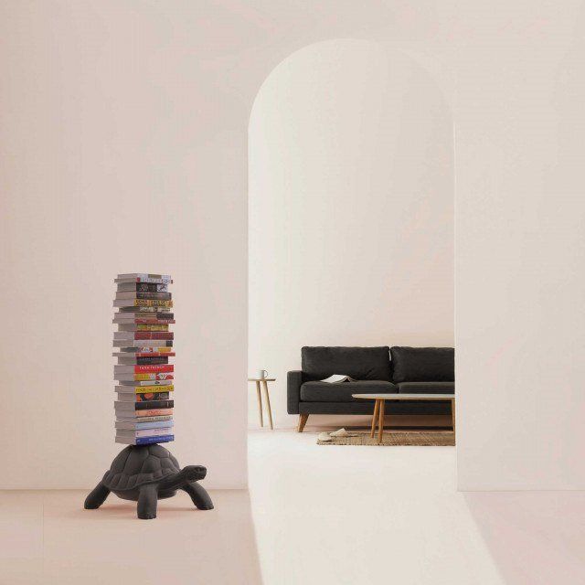 QEEBOO - TURTLE CARRY BOOKCASE BLACK Freestanding polyethylene bookcase ...