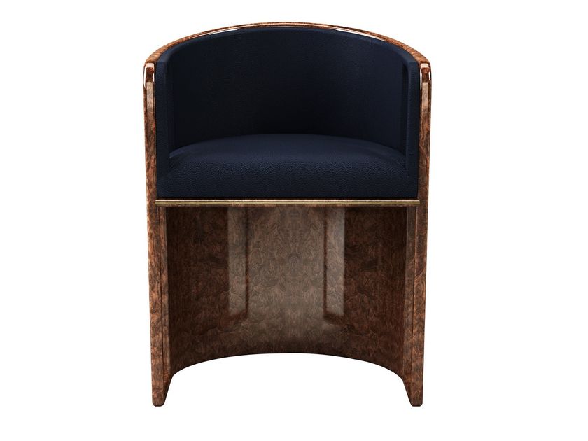 Upholstered leather and wood chair with armrests RIDGE By Porustudio