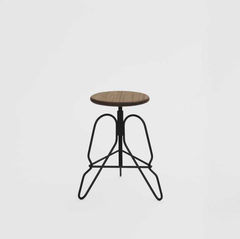 Height-adjustable steel and wood stool RIG By metal&wood design Rached ...