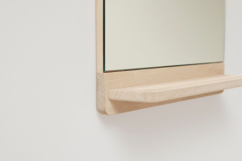 RIM Rectangular oak mirror with shelf By Form & Refine