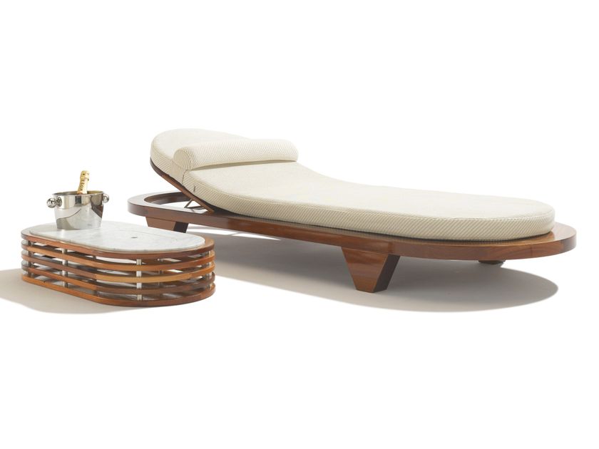 RIVIERA BEACH Recliner mahogany and fabric sun lounger By Seóra