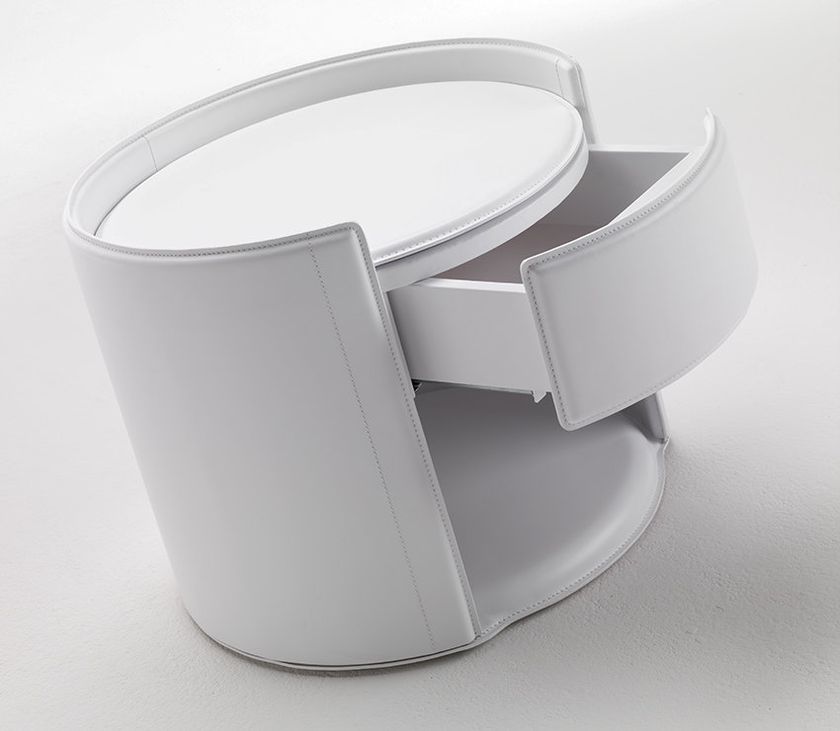 Comodino Rotondo 3 Livelli Con Cassetti E Ante Scorrevoli - Tavolino Multiuso In Plastica Per Soggiorno, Camera, Bagno, Marrone