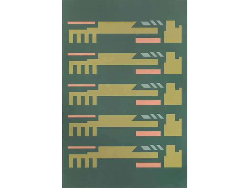 Patterned rectangular vinyl rug with geometric shapes SCHWARTZ Usonian ...