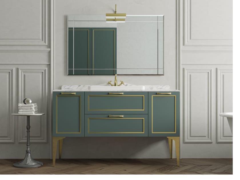 Floorstanding wooden vanity unit with mirror SETA 10 Seta Collection