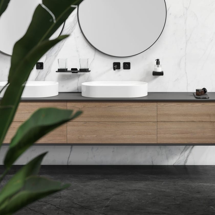 SHIFT BLACK Double toothbrush holder Shift Collection By Geesa