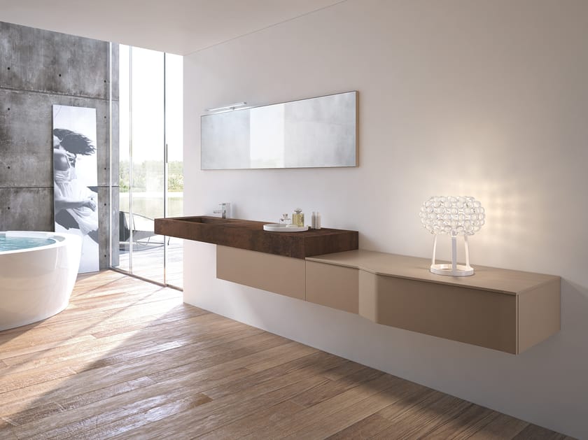 Single wall-mounted vanity unit with mirror STR8 - 06 By Gruppo Geromin ...