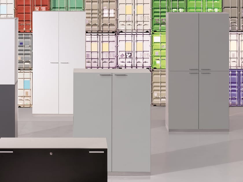 Tall office storage unit with hinged doors BOXES Tall office storage