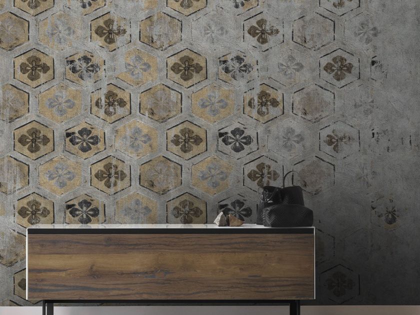 EXCLUSIVE WALLPAPER ARCHIVE Geometric wallpaper with floral pattern By ...
