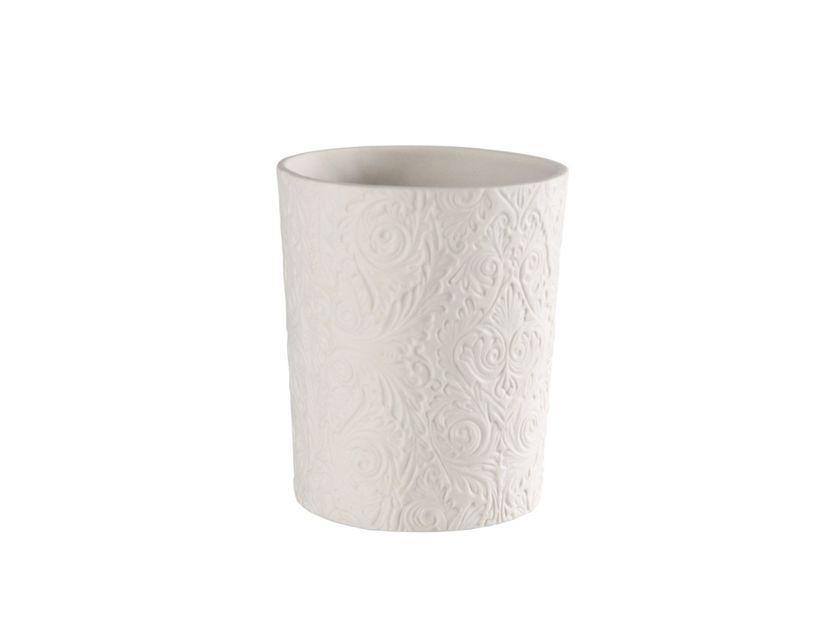 Portaspazzolino Da Bagno Serie Forest - In Resina E Legno, Beige Opaco, 10,5x6,5x9 Cm - Bicchiere Porta Spazzolini Con Separatore, Elegante E Moderno