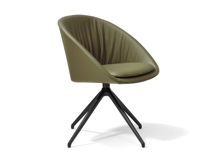 DAN 2044.1 Swivel trestle-based chair with leather and/or fabric