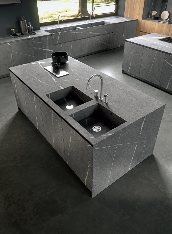 Walnut and stoneware kitchen with island TWENTY FLY Twenty Collection ...