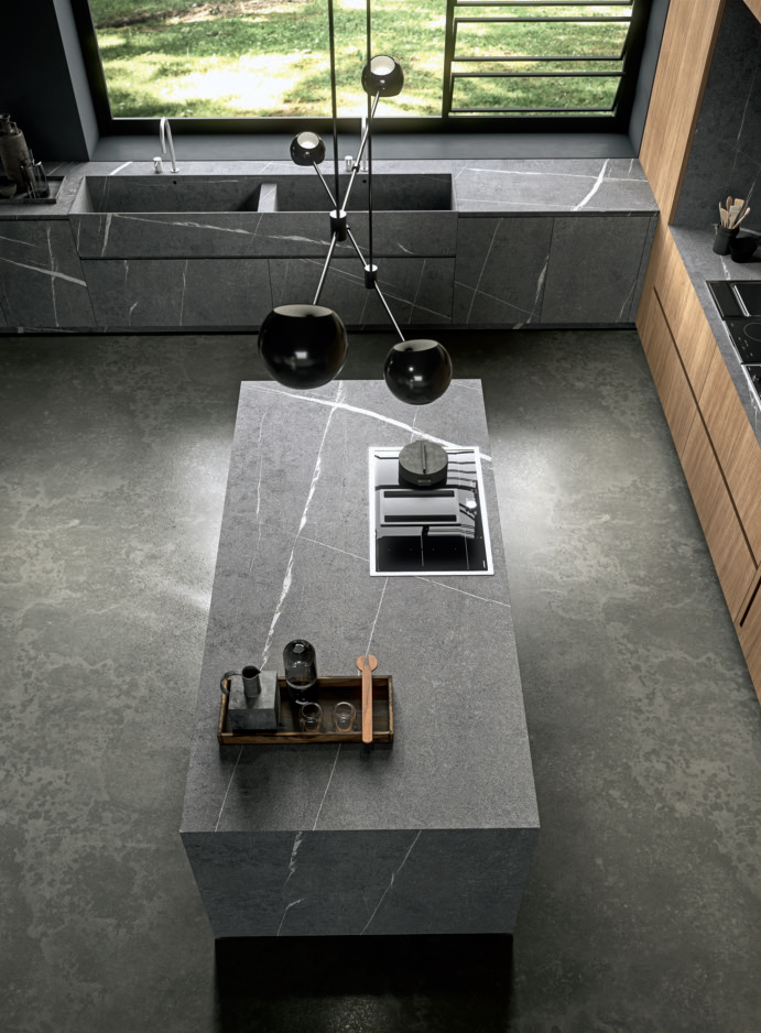 Walnut and stoneware kitchen with island TWENTY FLY Twenty Collection ...